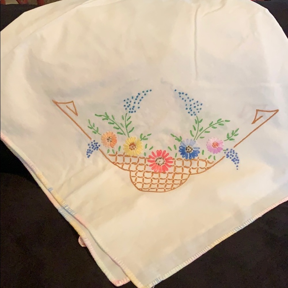 Vintage embroidered square tablecloth